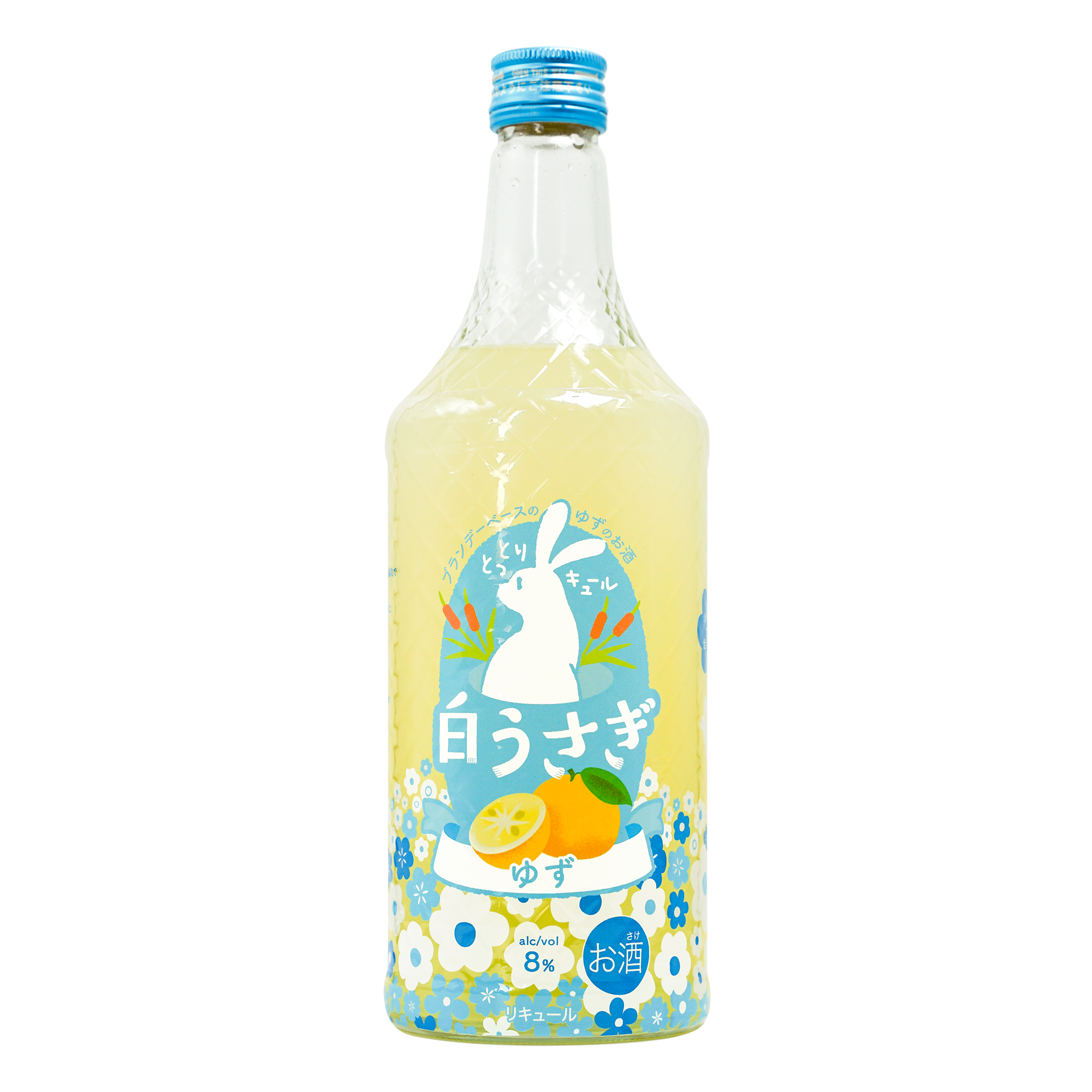 「白うさぎゆず」700ml。ゆずを使ったフルーツリキュール。ブランデーベースでアルコール分8%。