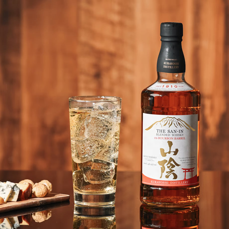 山陰ブレンデッドウイスキーのハイボール。バーボン樽熟成による豊かな香りと甘味が特徴で、食事にも合わせやすいすっきりした味わい。