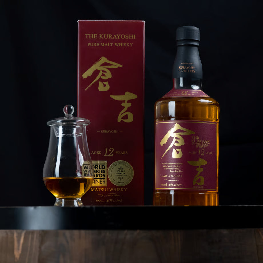 マツイピュアモルトウイスキー「倉吉 12年」12年間以上樽で熟成させたモルト原酒を使用。自分へのご褒美はもちろん、贈答用にもぴったりの逸品です。