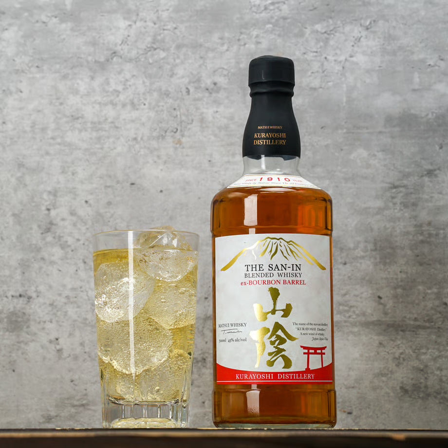 山陰ブレンデッドウイスキーのハイボール。洋ナシのような香りとバーボン樽由来の甘味が特徴で、すっきり飲める味わいのウイスキー。